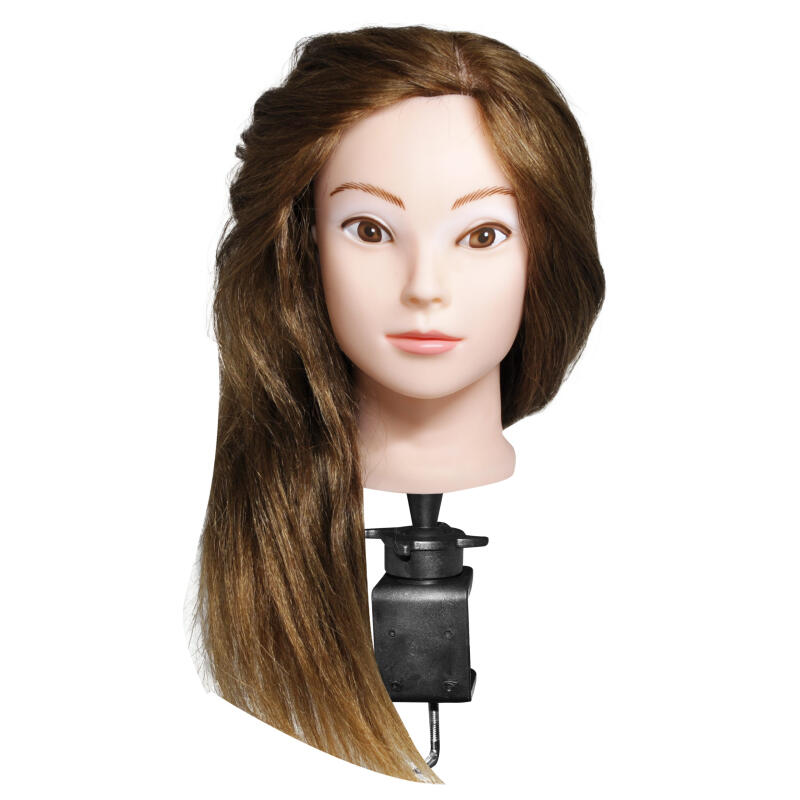 CABEZA DE PRACTICA 100% PELO NATURAL 50 CM CASTAÑO