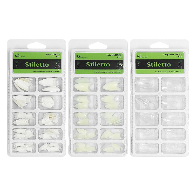 UÑAS-TIPS STILETTO BLANCO-TRANSP-NATURAL