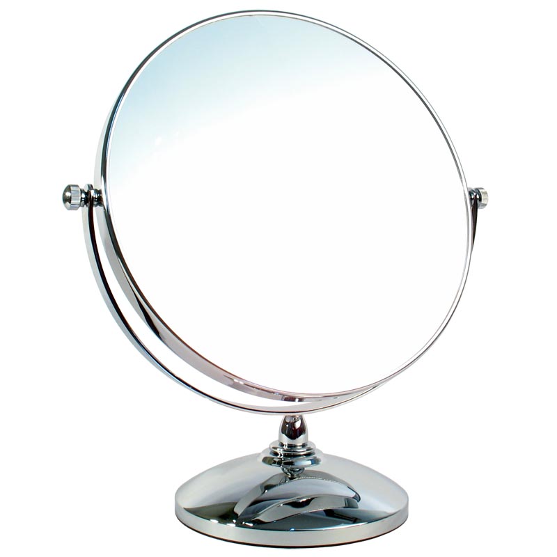ESPEJO METAL REDONDO C/PIE 3X 25CM