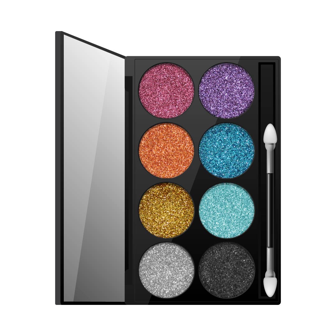 XULU PALETA CON ESPEJO COMPACT GLITTER X 8