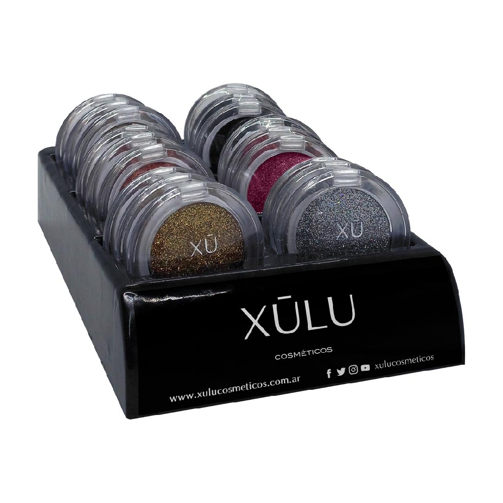XULU BANDEJA COMPACTA GLITTER IND. X 18 UNID.