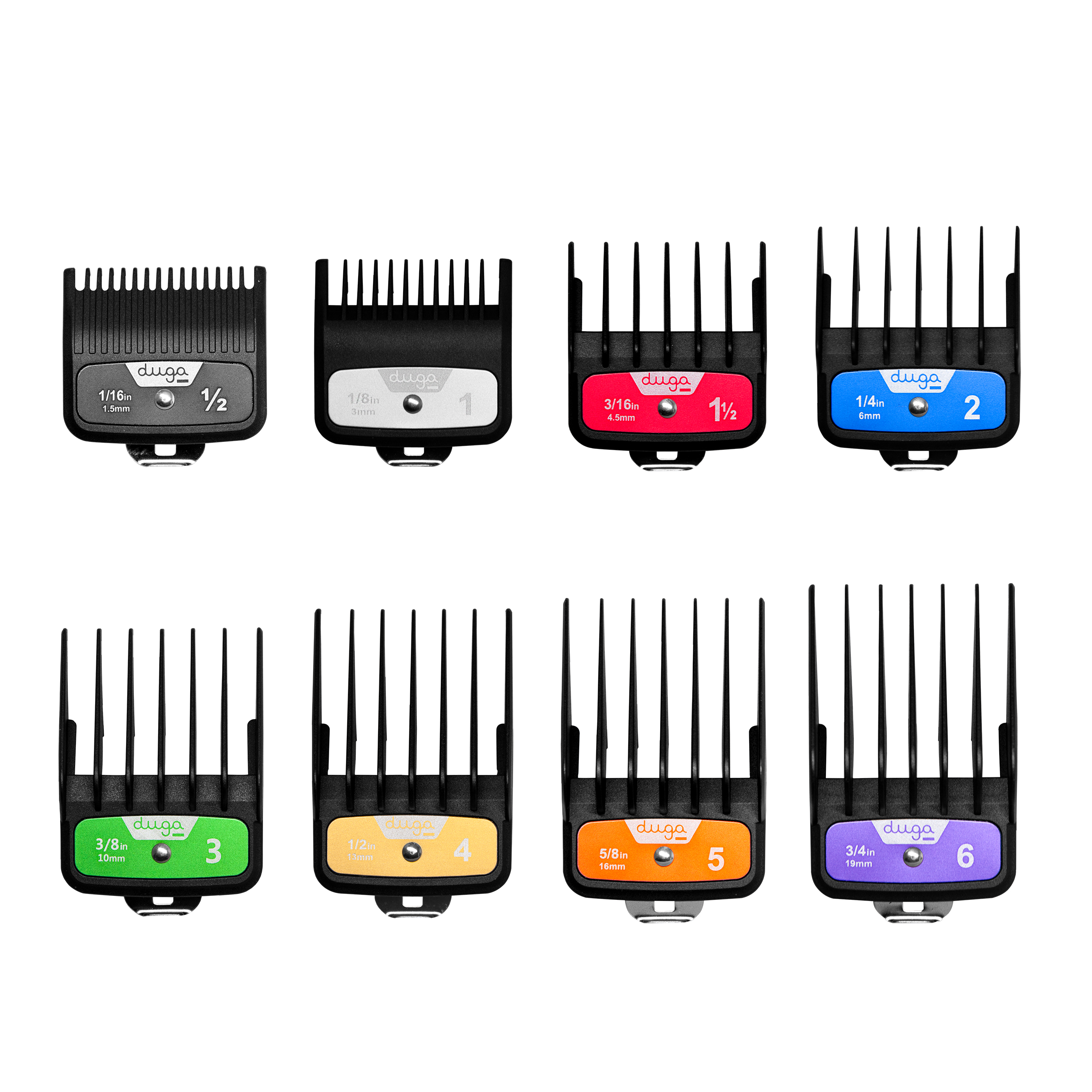 DUGA COLOR CLIPPER  METAL COMBS  X 8