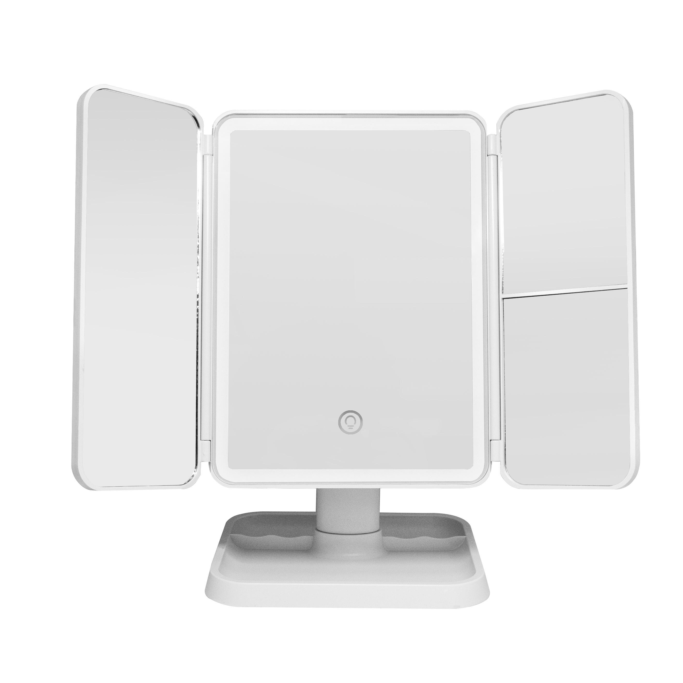 ESPEJO CAPITONE BLANCO TRIPLE  CON USB