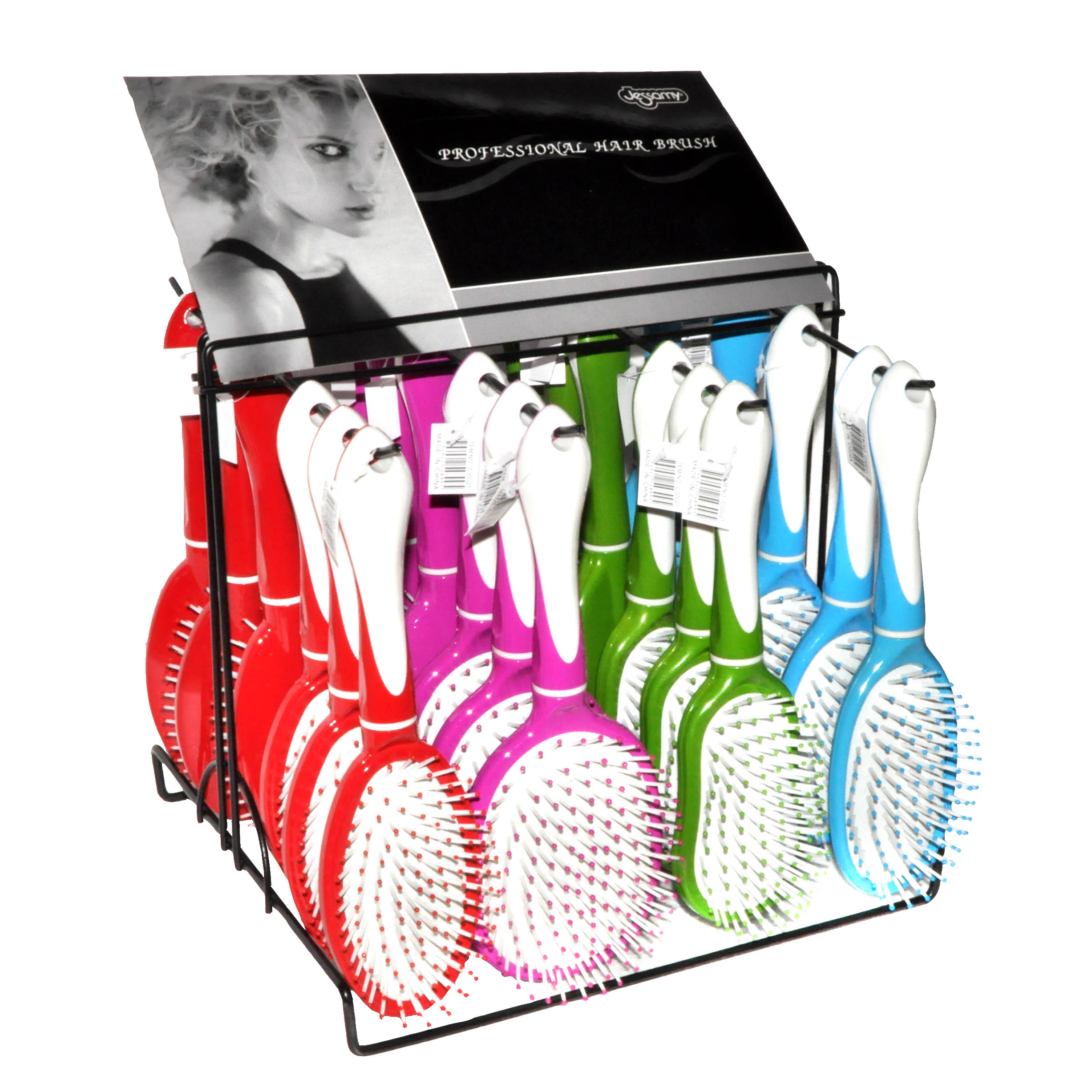 EXHIBIDOR CEPILLOS CON MANGO BLANCO X 24 U.