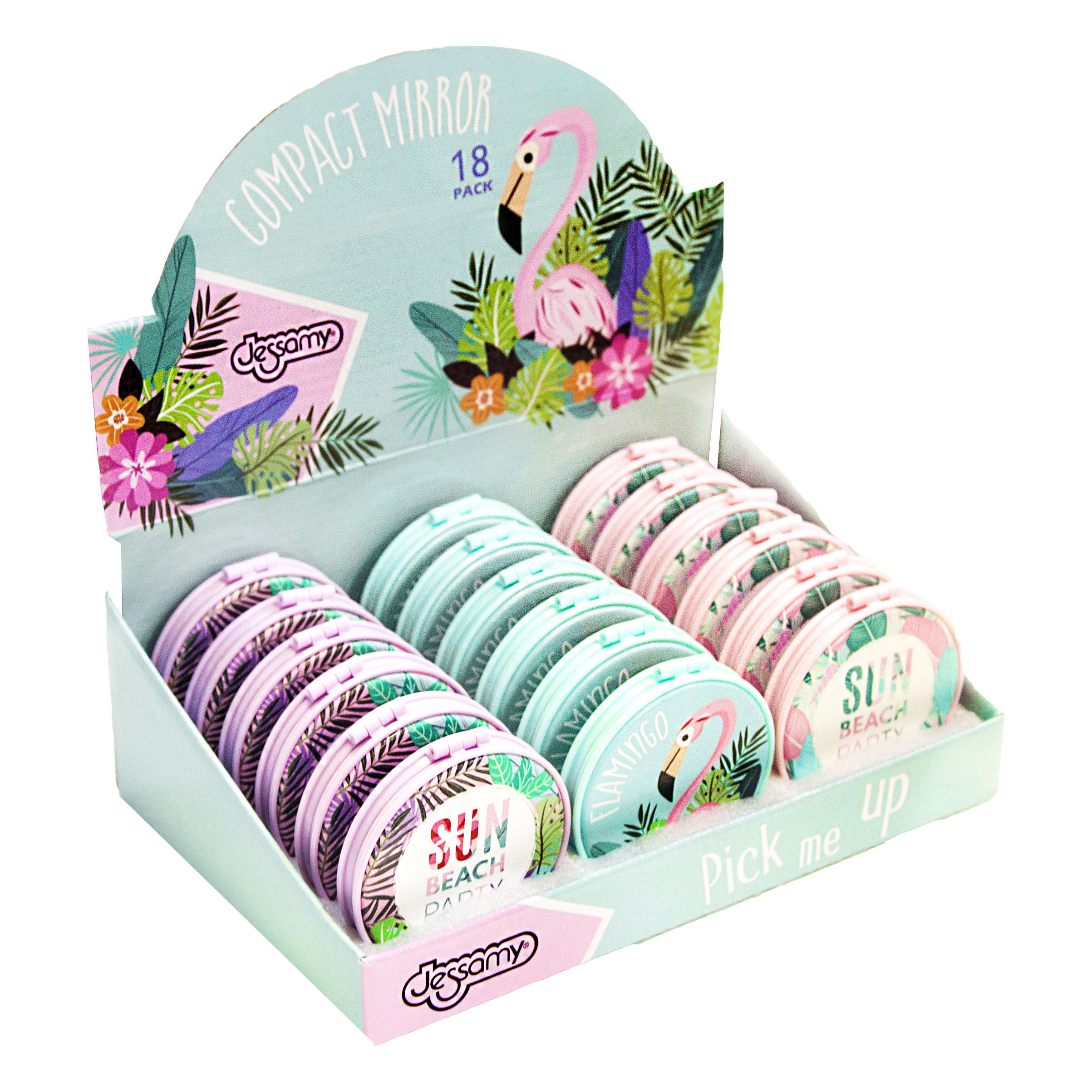 EXHIBIDOR DE ESPEJOS DE CARTERA TROPICAL X 18