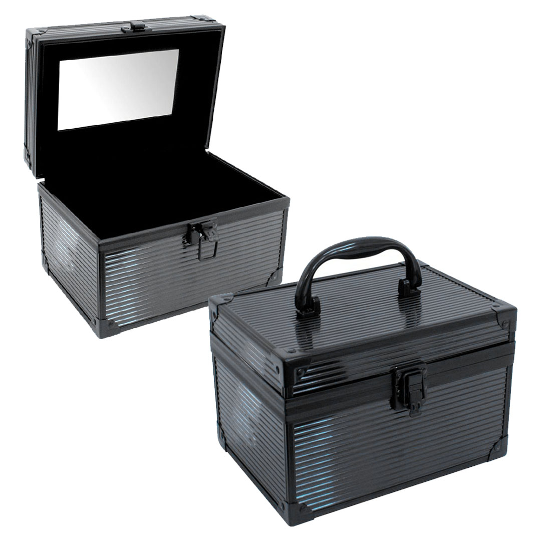 MALETIN NEGRO CHICO C/RAYITAS (17.5X11.5X11.5)