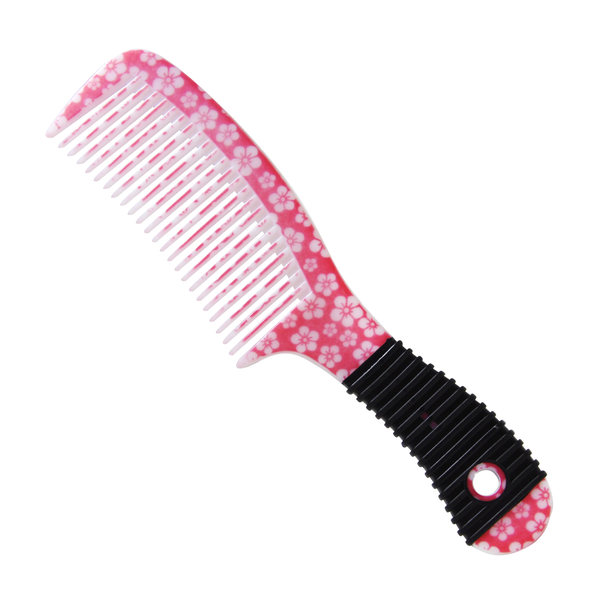 PEINE FLOREADO CON MANGO DE GOMA.