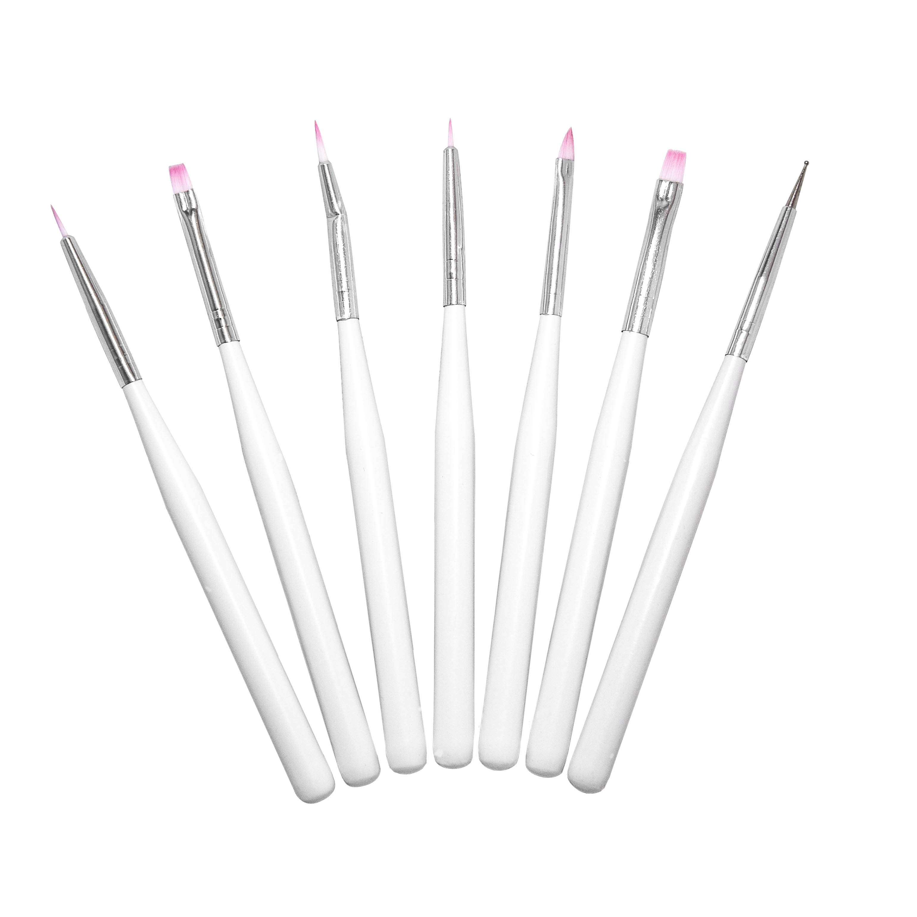 SET PINCELES DECO UÑAS X 7 UNIDADES.