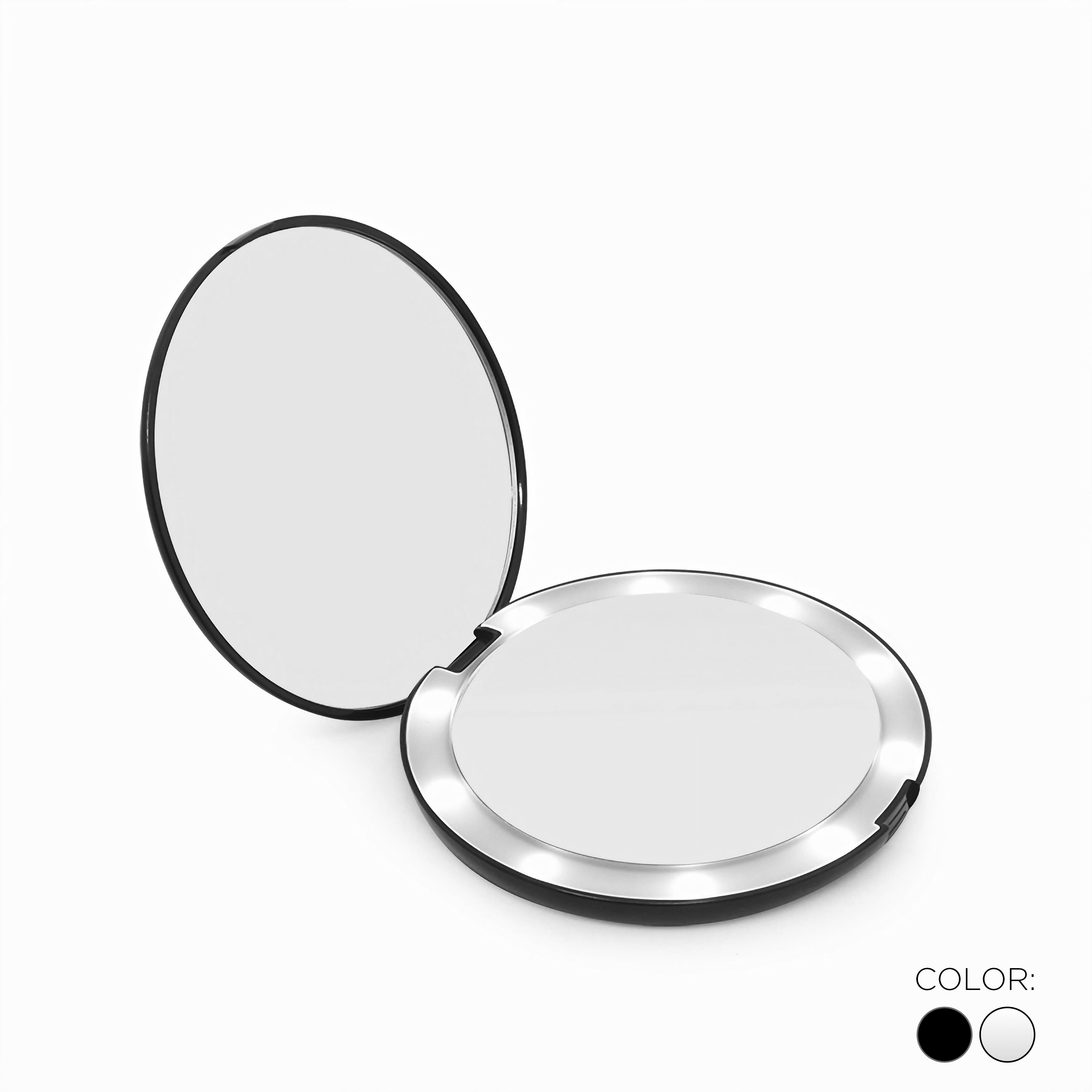 ESPEJO CARTERA LED 5X GRANDE BLANCO/NEGRO