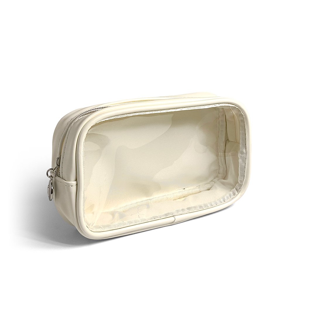 PORTACOSMETICO PLASTICO A LA VISTA GRIS/NATURAL